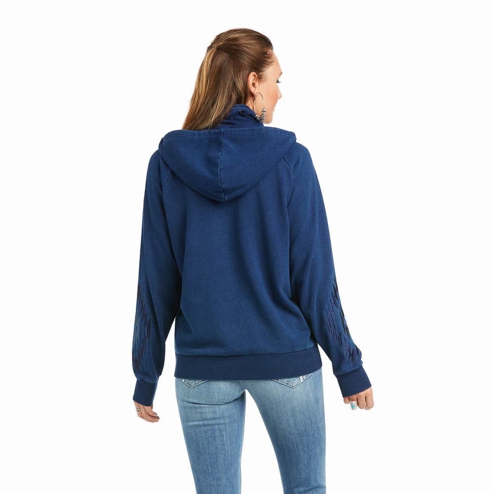 Ariat Knit Full Zip Hoodie Dam Blå | 136-IRHYCU