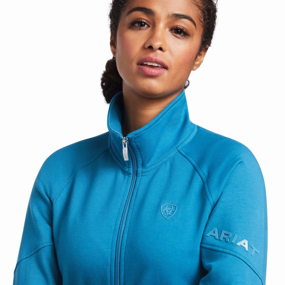 Ariat Largo Full Zip Hoodie Dam Blå | 056-PWZBUF