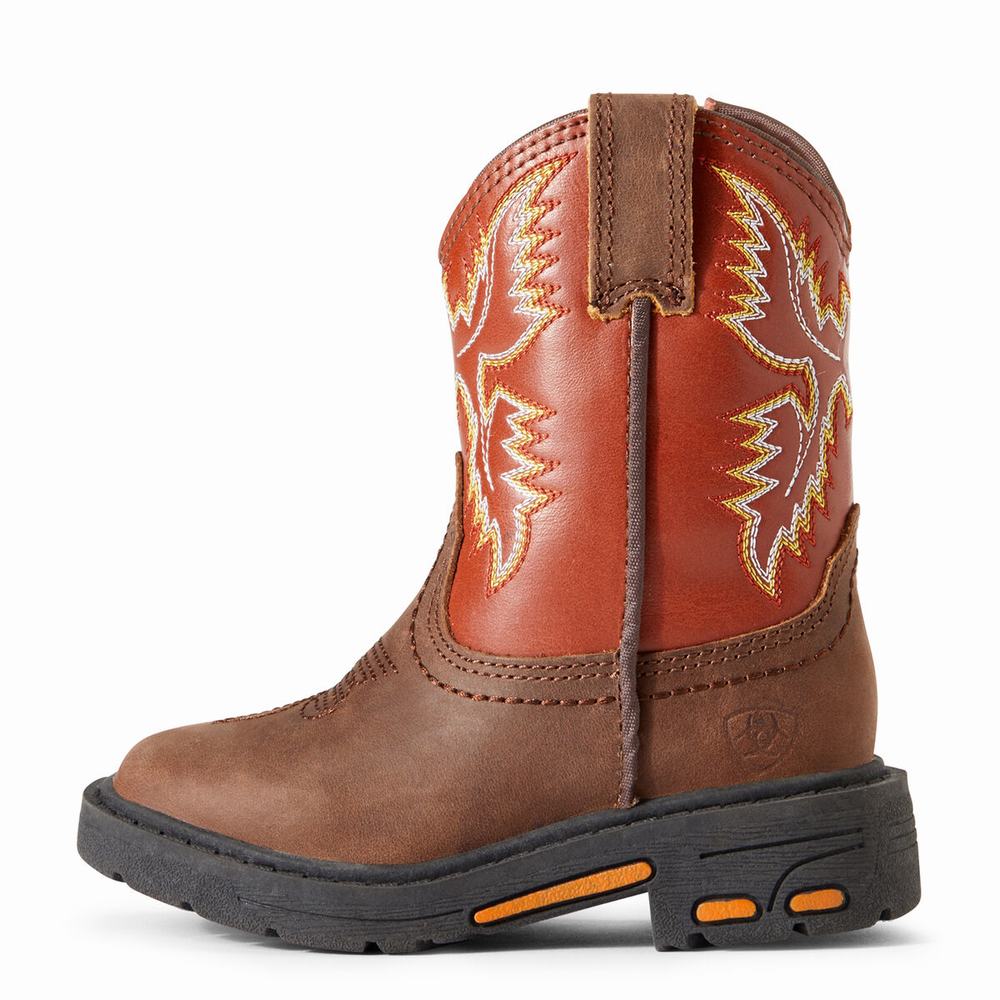 Ariat Lil' Stompers Chandler Workhog Western Stövlar Barn Bruna | 325-QRWDGS