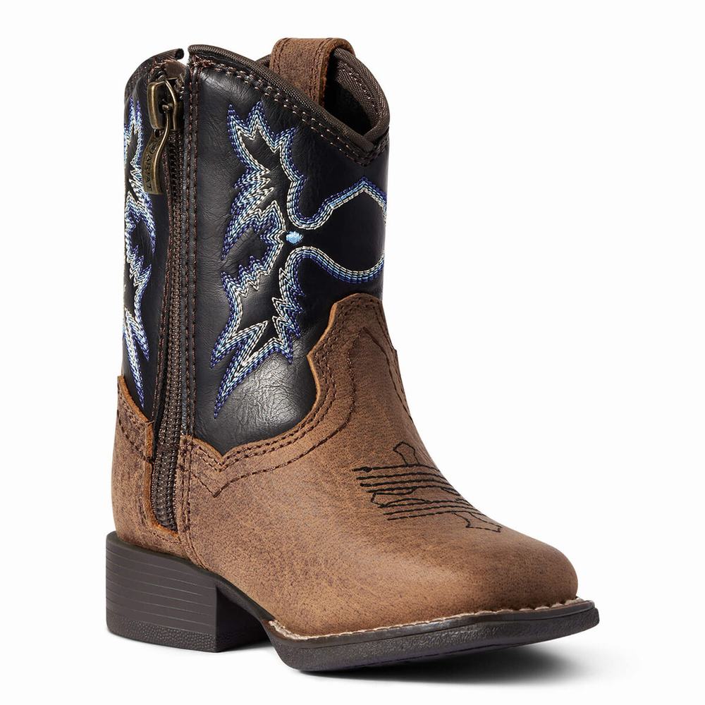 Ariat Lil' Stompers Warren Western Stövlar Barn Bruna | 724-VWPCKE