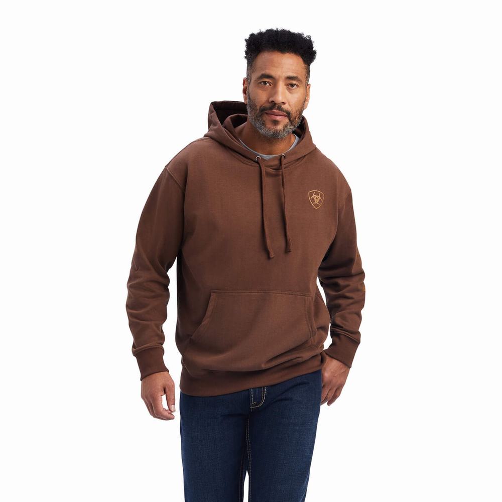 Ariat Logo Hoodie Herr Bruna | 982-HNJYFK