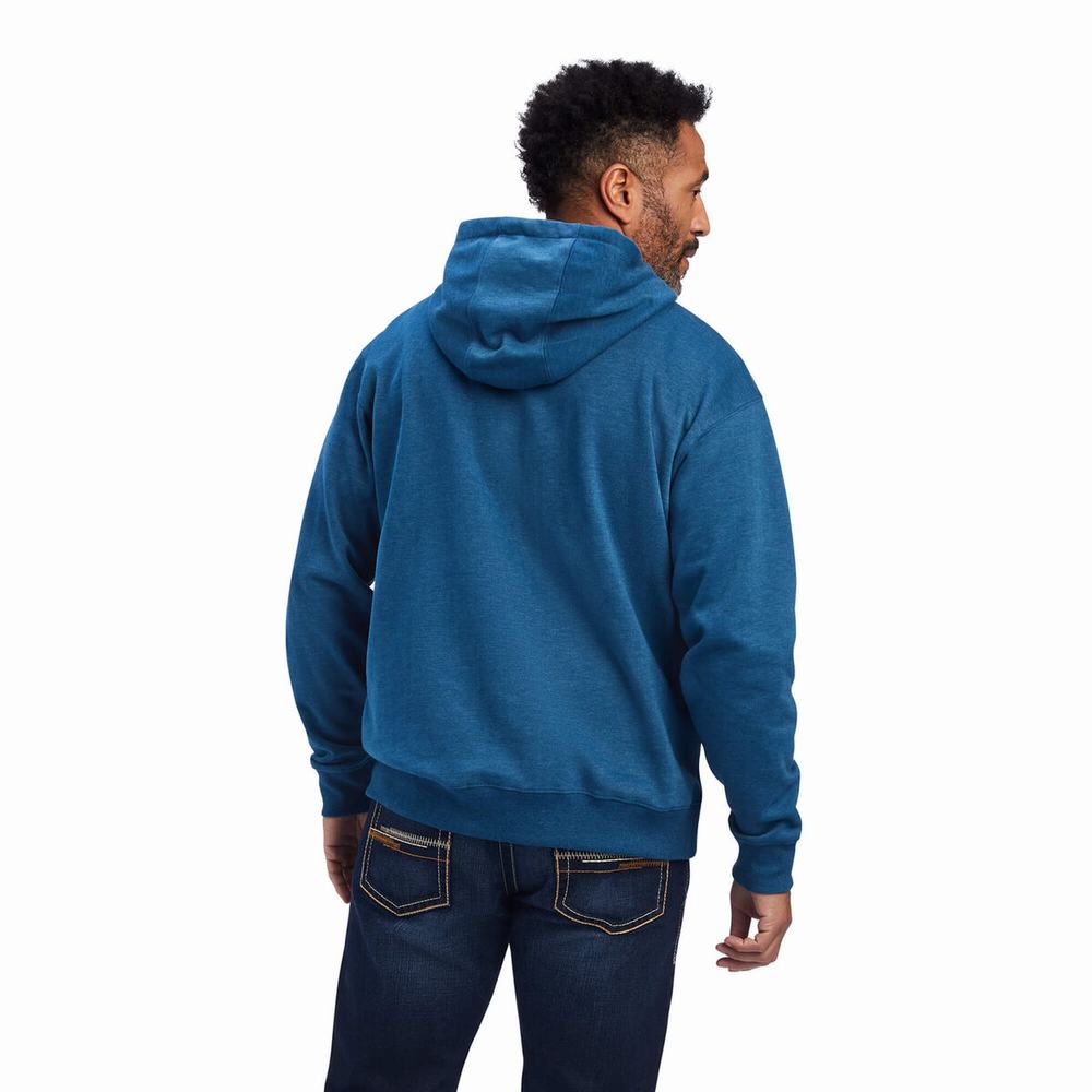 Ariat Logo Hoodie Herr Marinblå | 385-BPRDTG