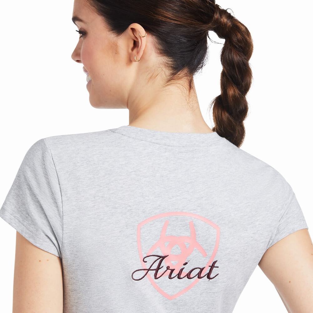 Ariat Logo Script Blast Dam Grå | 296-QLRKWU