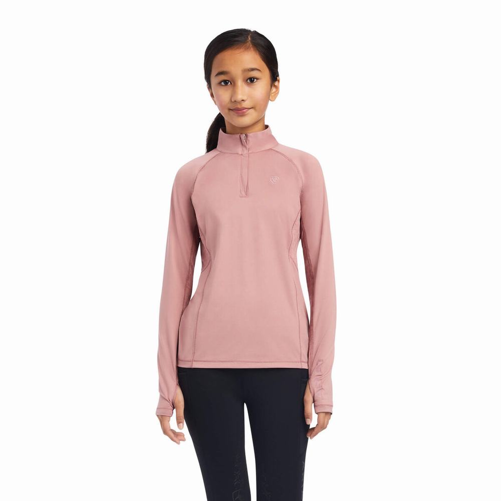 Ariat Lowell 2.0 1/4 Zip Piketröja Barn Rosa | 965-KIROWT