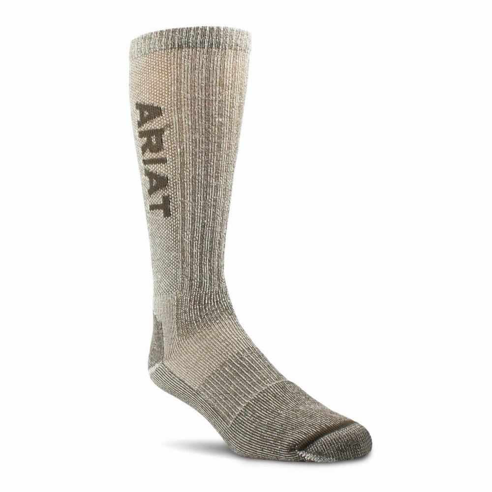 Ariat Lätta Merino Wool Blend Mid Calf Steel Tå 2 Pair Pack Strumpor Herr Svarta | 186-PRULHN