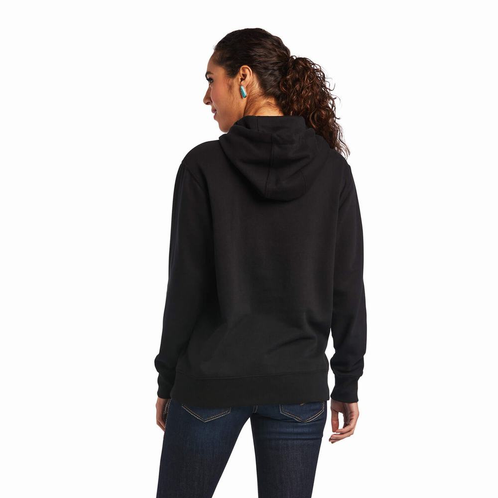 Ariat Mexico Hoodie Dam Svarta | 687-GRFUCY