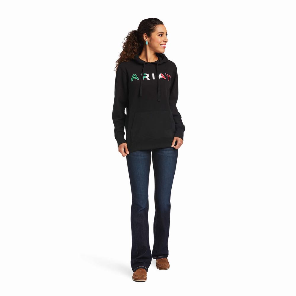 Ariat Mexico Hoodie Dam Svarta | 687-GRFUCY