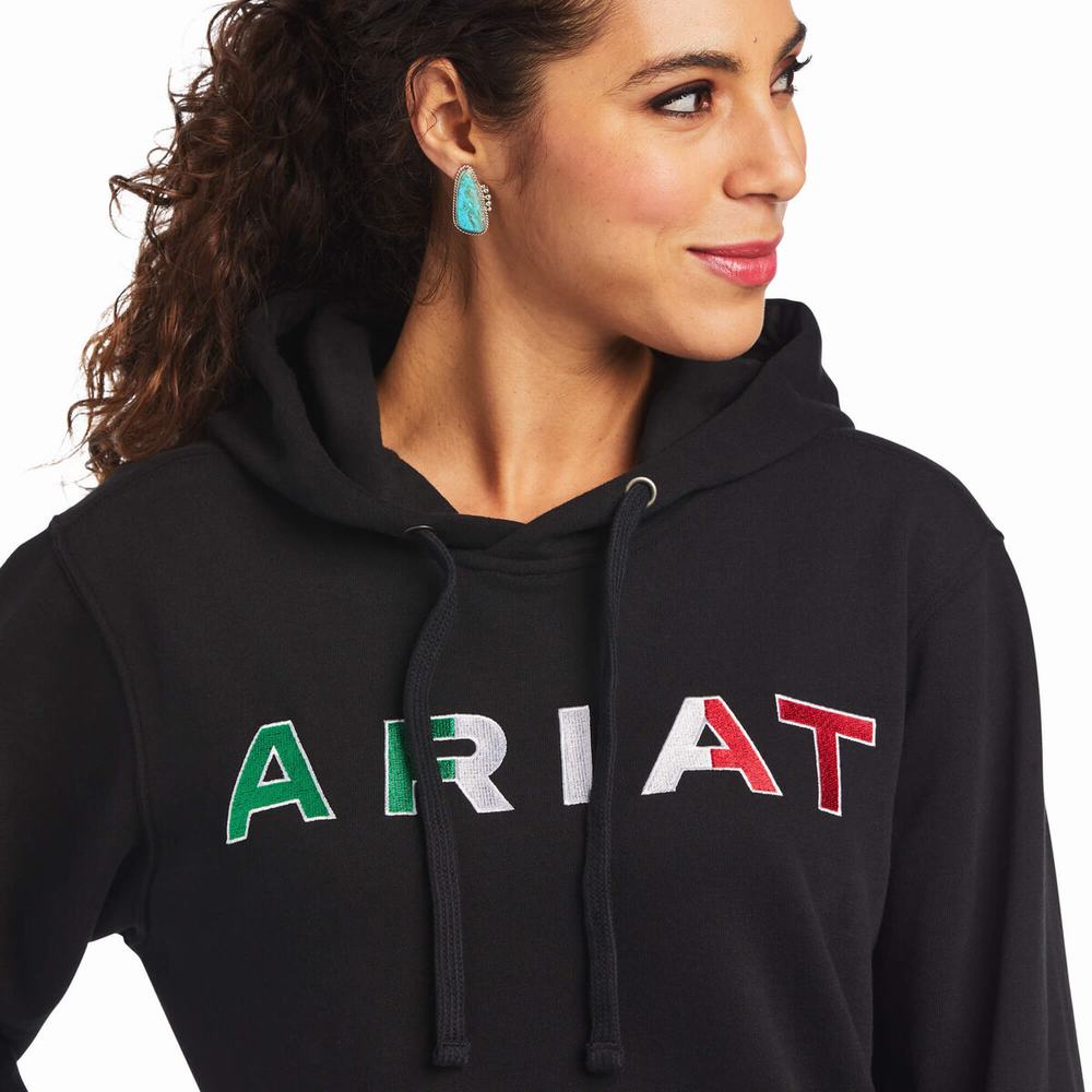 Ariat Mexico Hoodie Dam Svarta | 687-GRFUCY