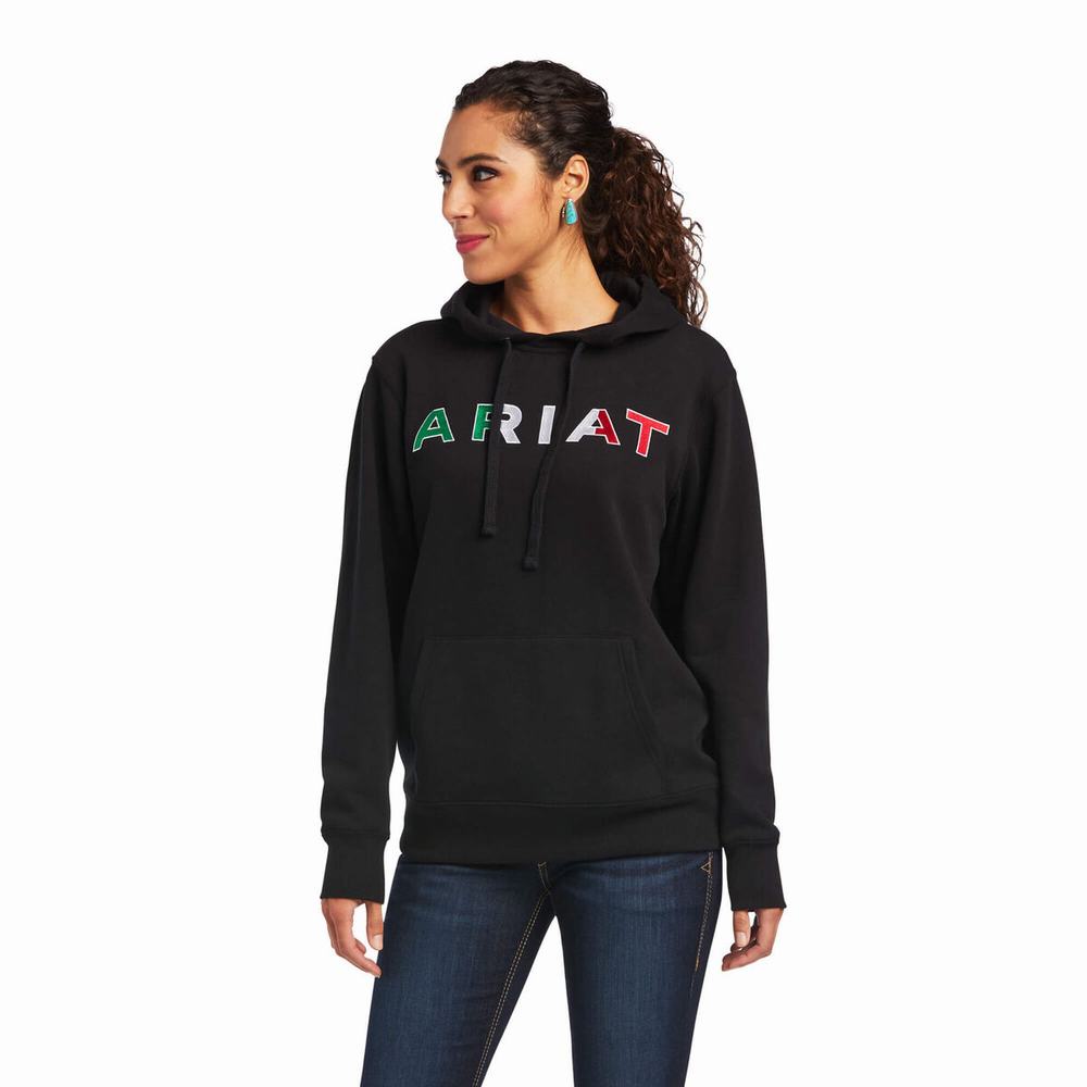 Ariat Mexico Hoodie Dam Svarta | 687-GRFUCY