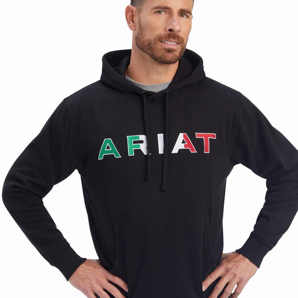 Ariat Mexico Hoodie Herr Svarta | 174-YLSEQM