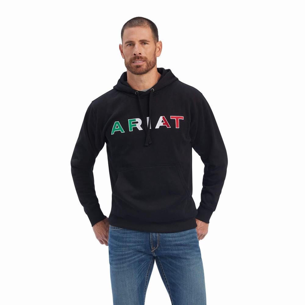 Ariat Mexico Hoodie Herr Svarta | 174-YLSEQM