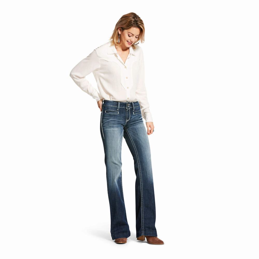 Ariat Mid Rise Stretch Entwined Skinny Jeans Dam Blå | 738-ROCVBS