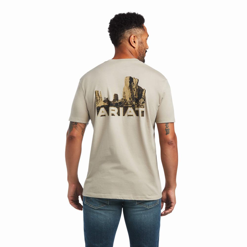 Ariat Monument Sunset Piketröja Herr Khaki | 890-ULWCYS