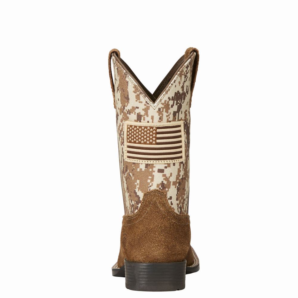 Ariat Patriot Western Stövlar Barn Beige Bruna Camo | 136-VQTMKA