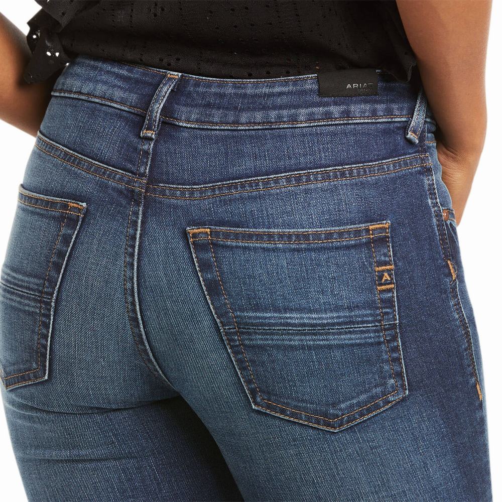 Ariat Premium High Rise Crop Straight Jeans Dam Blå Tvätt | 381-QFGZXJ