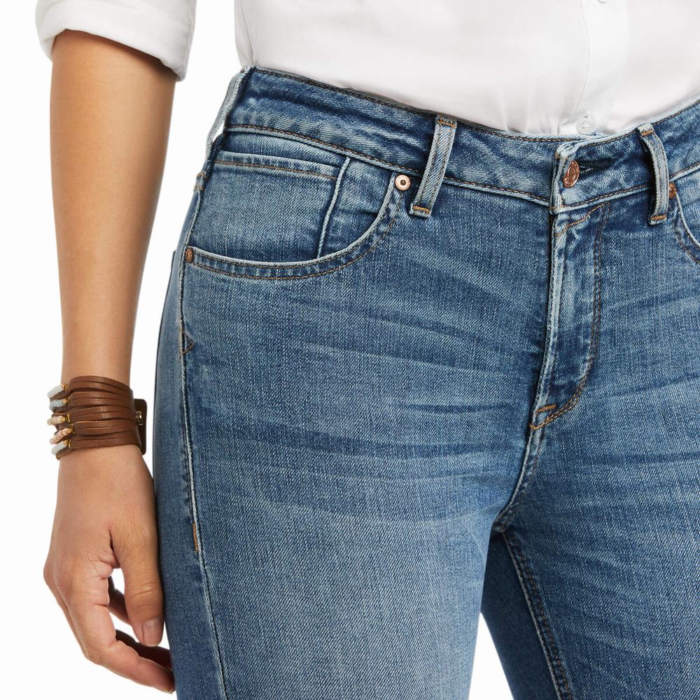 Ariat Premium High Rise Crop Straight Jeans Dam Blå | 907-GPJSFK