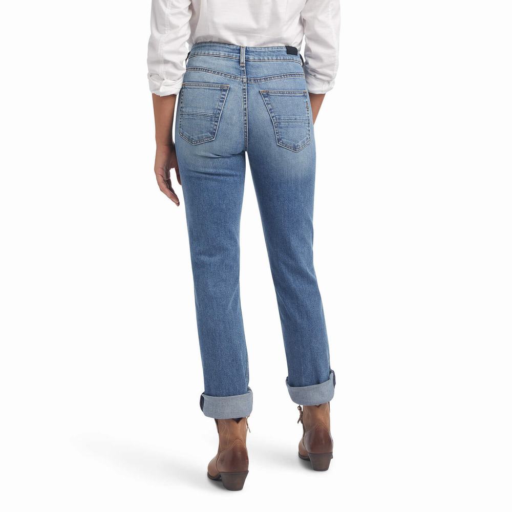 Ariat Premium High Rise Stretch Straight Jeans Dam Blå | 983-FQWRYH