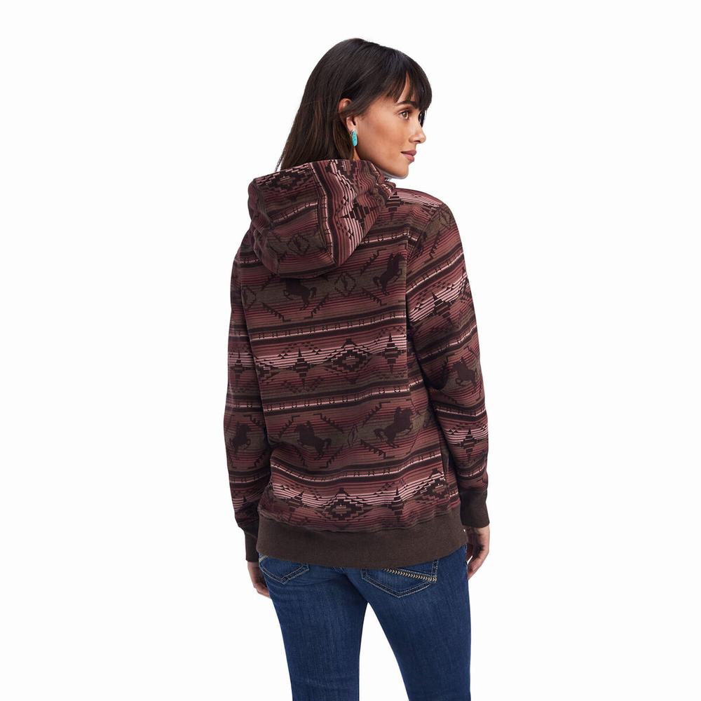 Ariat REAL Allover Print Hoodie Dam Olika Färger | 517-SQUHWZ