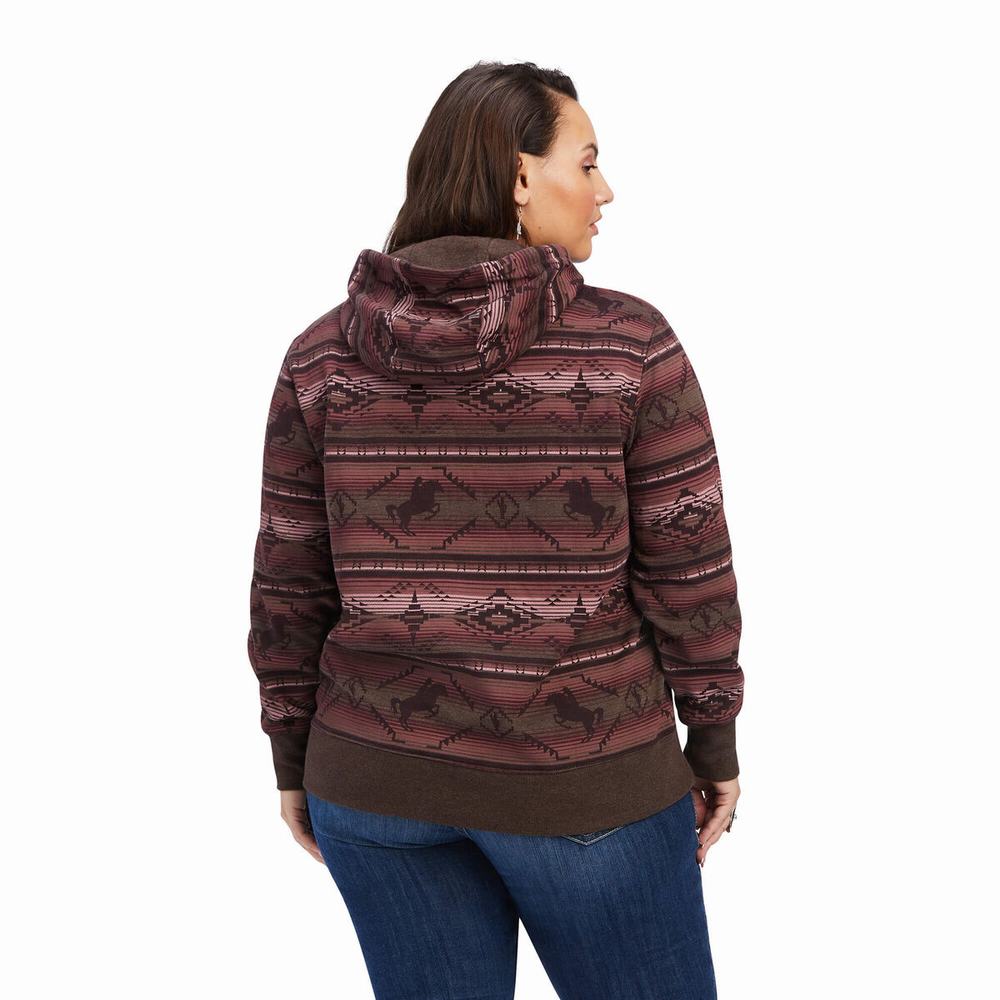 Ariat REAL Allover Print Hoodie Dam Olika Färger | 517-SQUHWZ