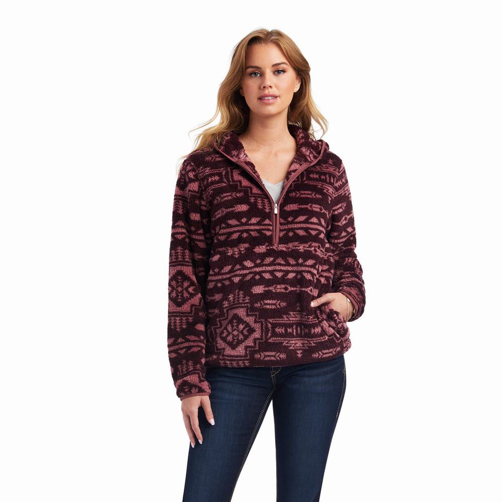 Ariat REAL Berber Hoodie Dam Bruna Rosa | 439-WSEALP