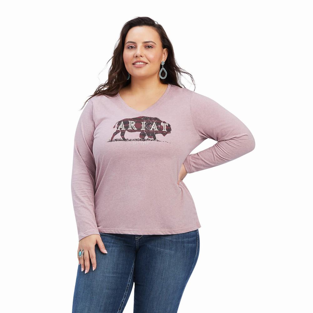 Ariat REAL Chest Logo Relaxed Blast Dam Rosa | 921-LWPXOJ