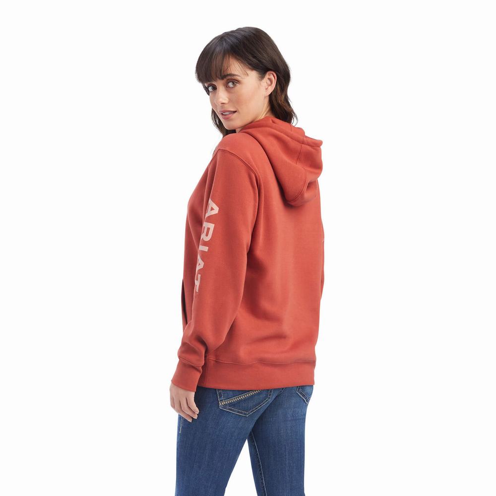 Ariat REAL Klassiska Arm Logo Hoodie Dam Olika Färger | 281-ARHTWG