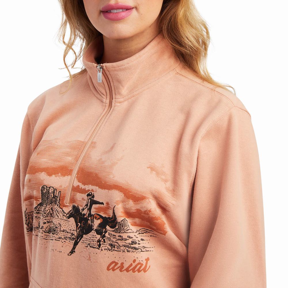 Ariat REAL Scenic 1/2 Zip Hoodie Dam Olika Färger | 281-UYVANQ