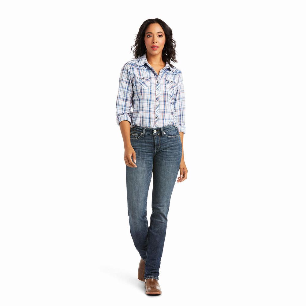 Ariat R.E.A.L. High Rise Destiny Straight Jeans Dam Blå | 147-WABPMZ