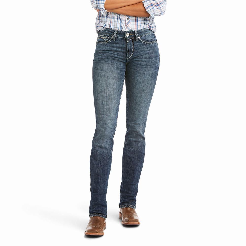 Ariat R.E.A.L. High Rise Destiny Straight Jeans Dam Blå | 147-WABPMZ