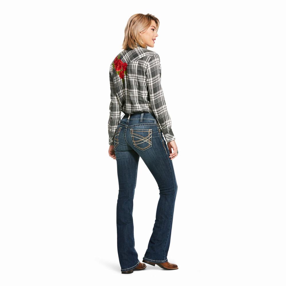 Ariat R.E.A.L. Mid Rise Stretch Entwined Festival Cut Skinny Jeans Dam Blå | 359-YOWPUG