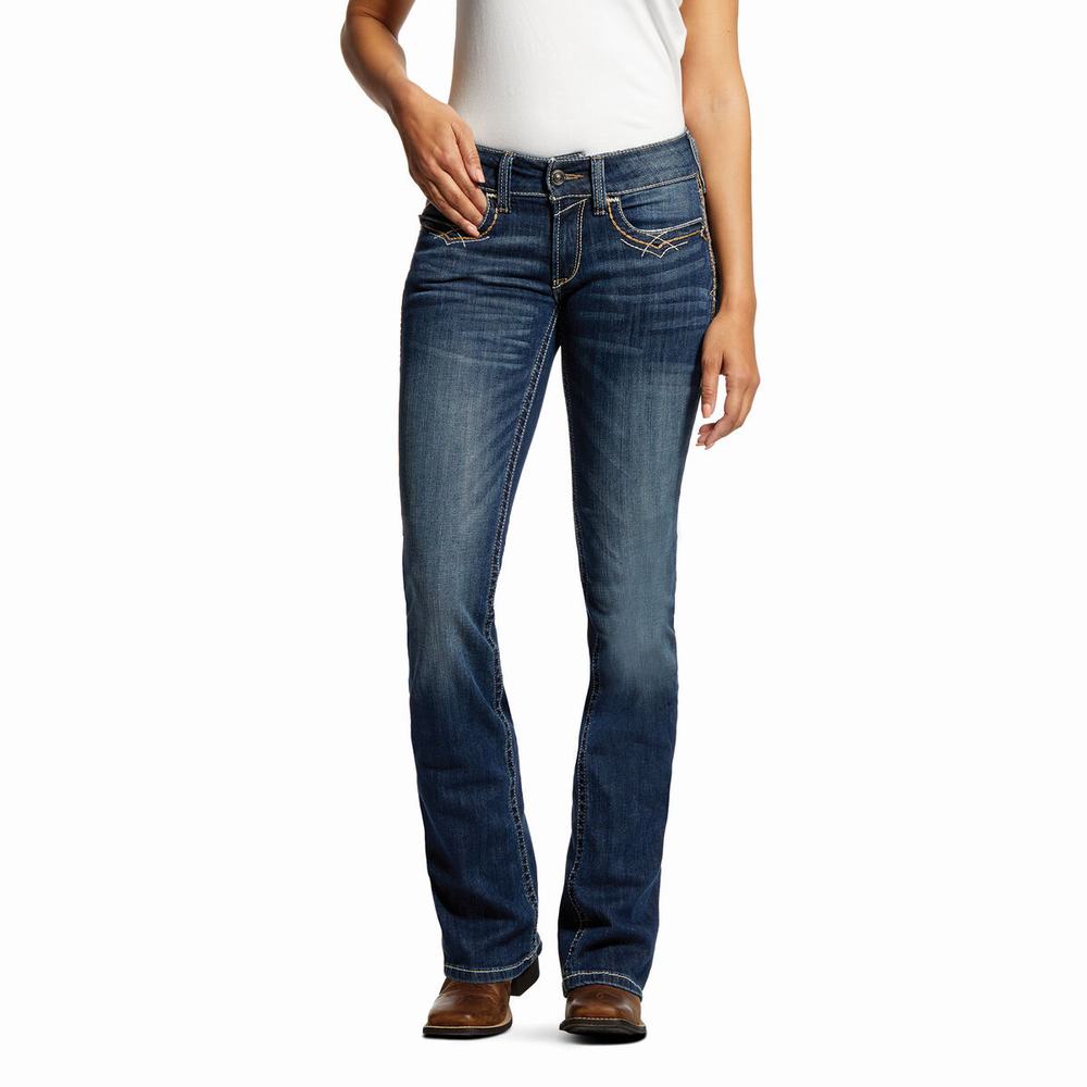 Ariat R.E.A.L. Mid Rise Stretch Entwined Festival Cut Skinny Jeans Dam Blå | 359-YOWPUG