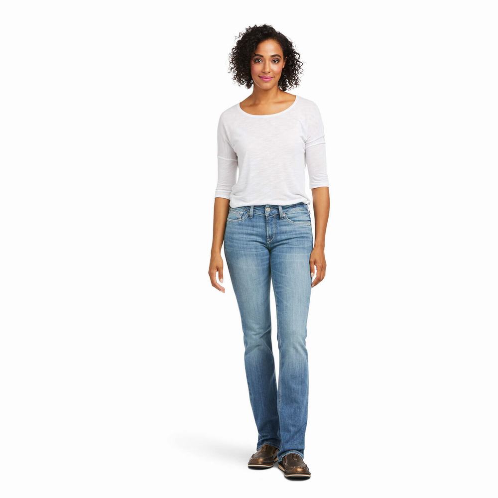 Ariat R.E.A.L. Perfect Rise Karen Straight Jeans Dam Blå | 891-IJRCXY