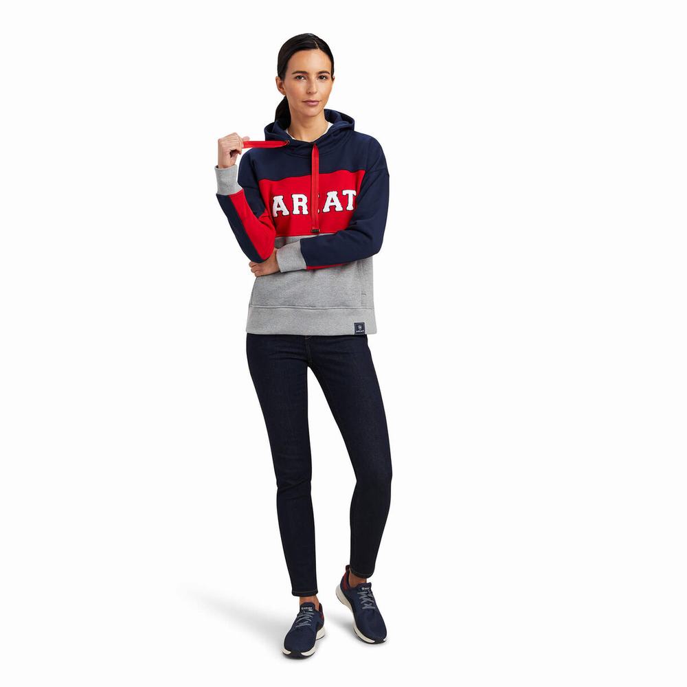 Ariat Rabere Team Hoodie Dam Marinblå | 962-VLWIZJ