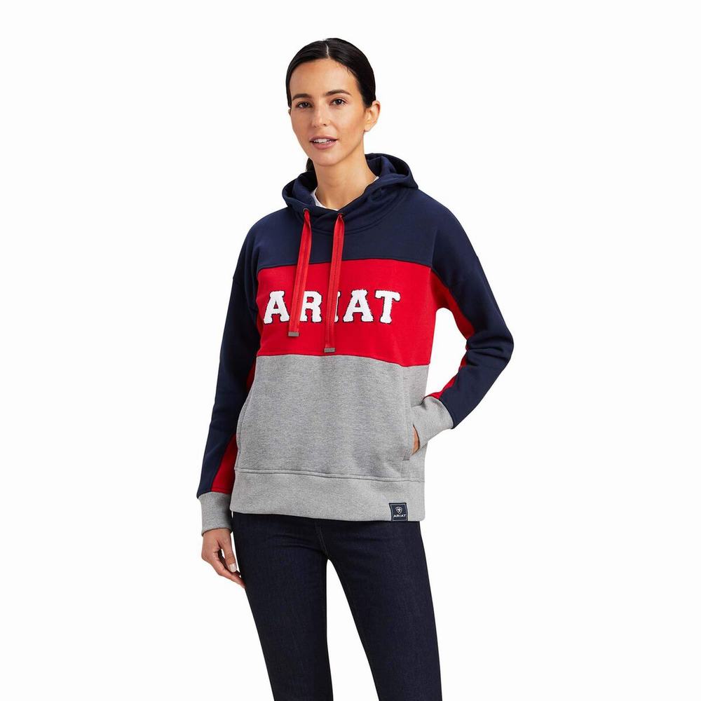 Ariat Rabere Team Hoodie Dam Marinblå | 962-VLWIZJ