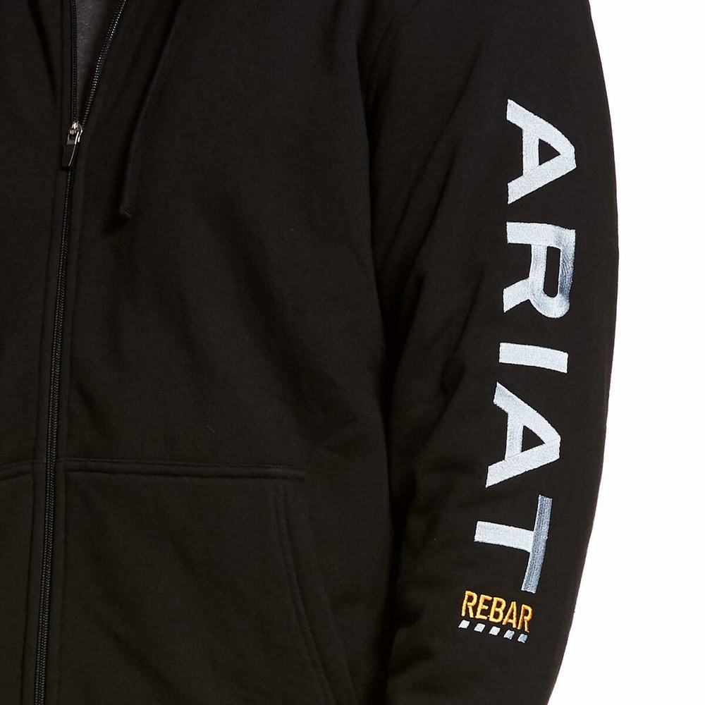 Ariat Rebar All-Weather Full Zip Hoodie Herr Svarta | 087-QPBHKN