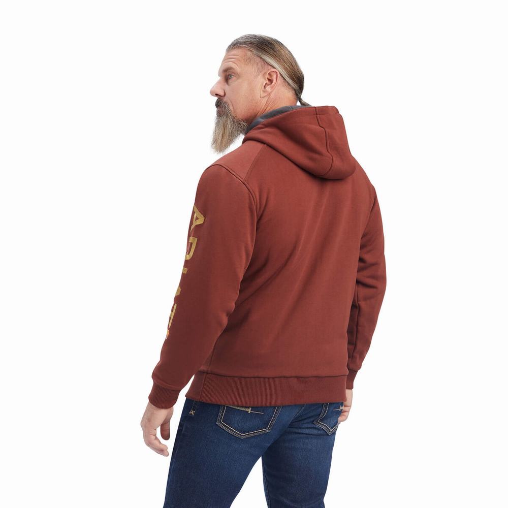 Ariat Rebar All-Weather Full Zip Hoodie Herr Rosa Guld | 186-TWSZEJ