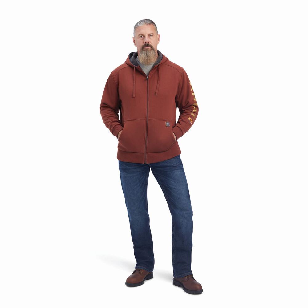 Ariat Rebar All-Weather Full Zip Hoodie Herr Rosa Guld | 186-TWSZEJ