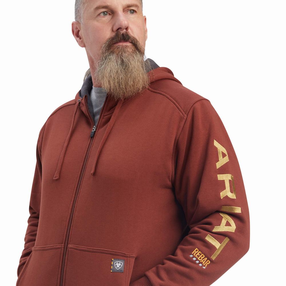 Ariat Rebar All-Weather Full Zip Hoodie Herr Rosa Guld | 186-TWSZEJ