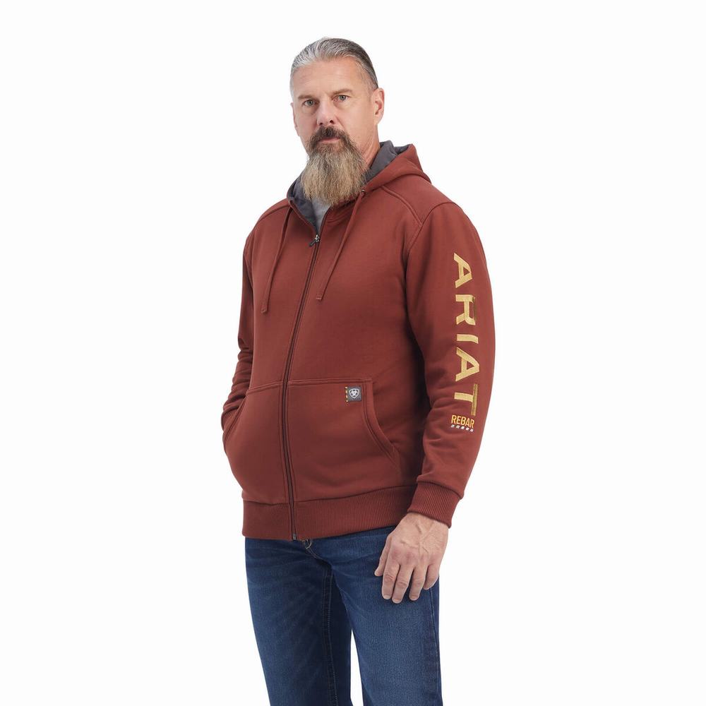 Ariat Rebar All-Weather Full Zip Hoodie Herr Rosa Guld | 186-TWSZEJ