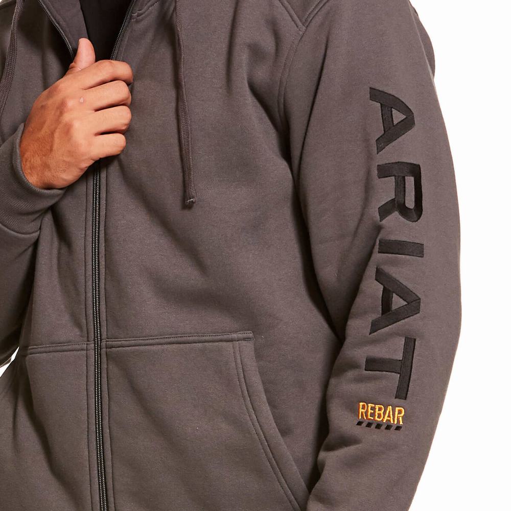 Ariat Rebar All-Weather Full Zip Hoodie Herr Grå | 673-JVUWMR