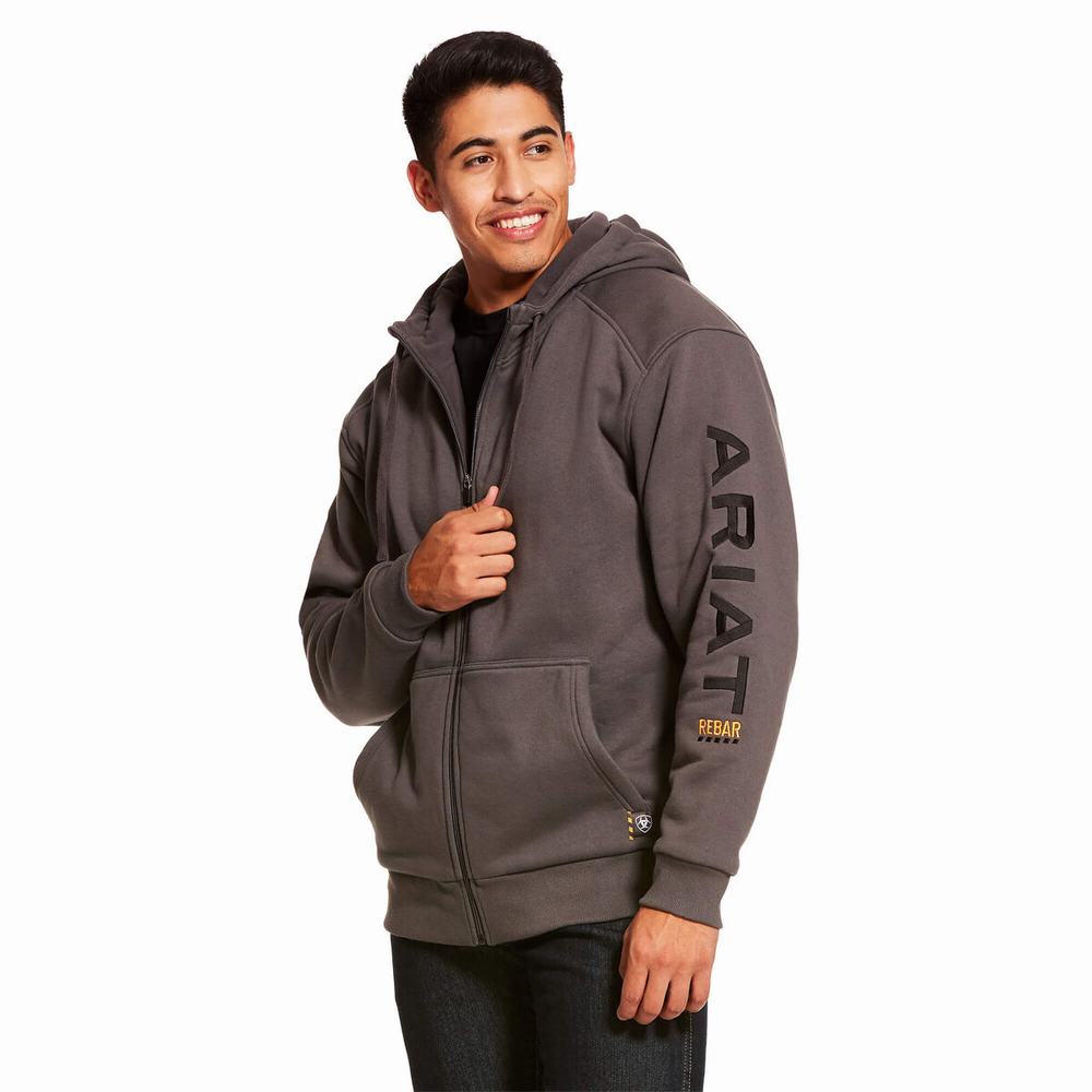 Ariat Rebar All-Weather Full Zip Hoodie Herr Grå | 673-JVUWMR