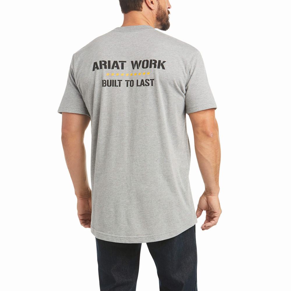 Ariat Rebar Bomull Strong Done Right Short Sleeve Herr Grå | 547-GNESMR