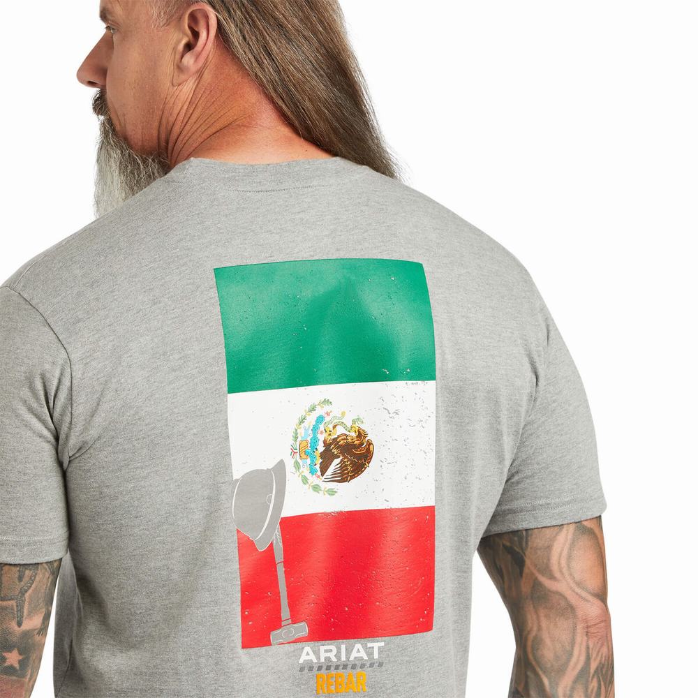 Ariat Rebar Bomull Strong Mexican Pride Tryck Blast Herr Grå | 852-UYRXFD