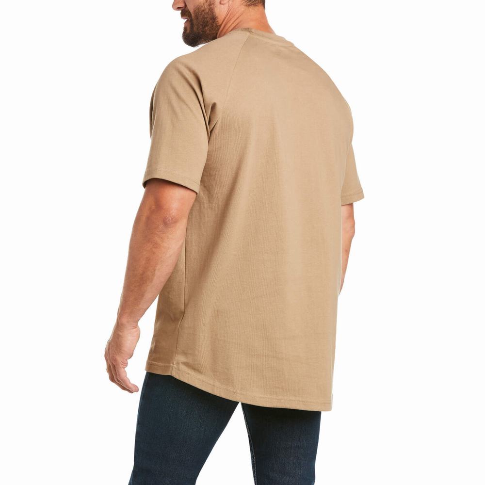 Ariat Rebar Bomull Strong Short Sleeve Herr Khaki | 092-CLUPWE