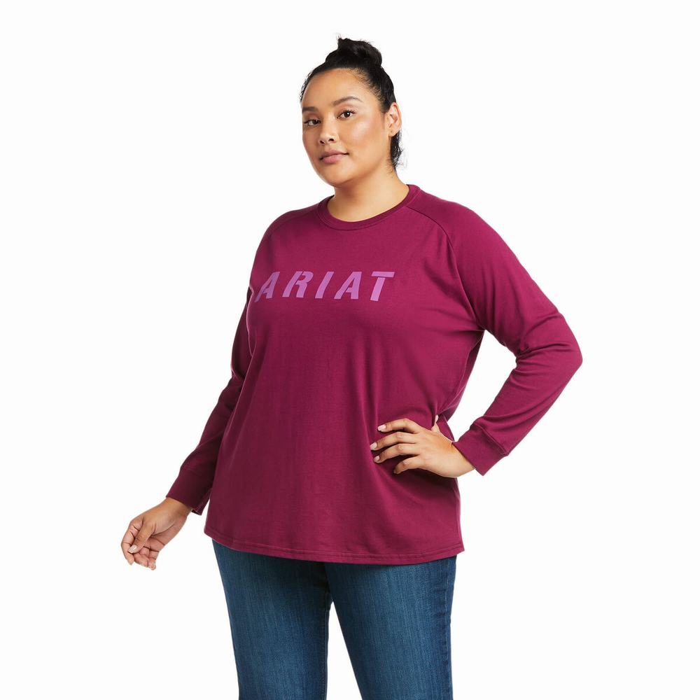 Ariat Rebar CottonStrong Block T-shirt Dam Lila | 340-WXRYUL