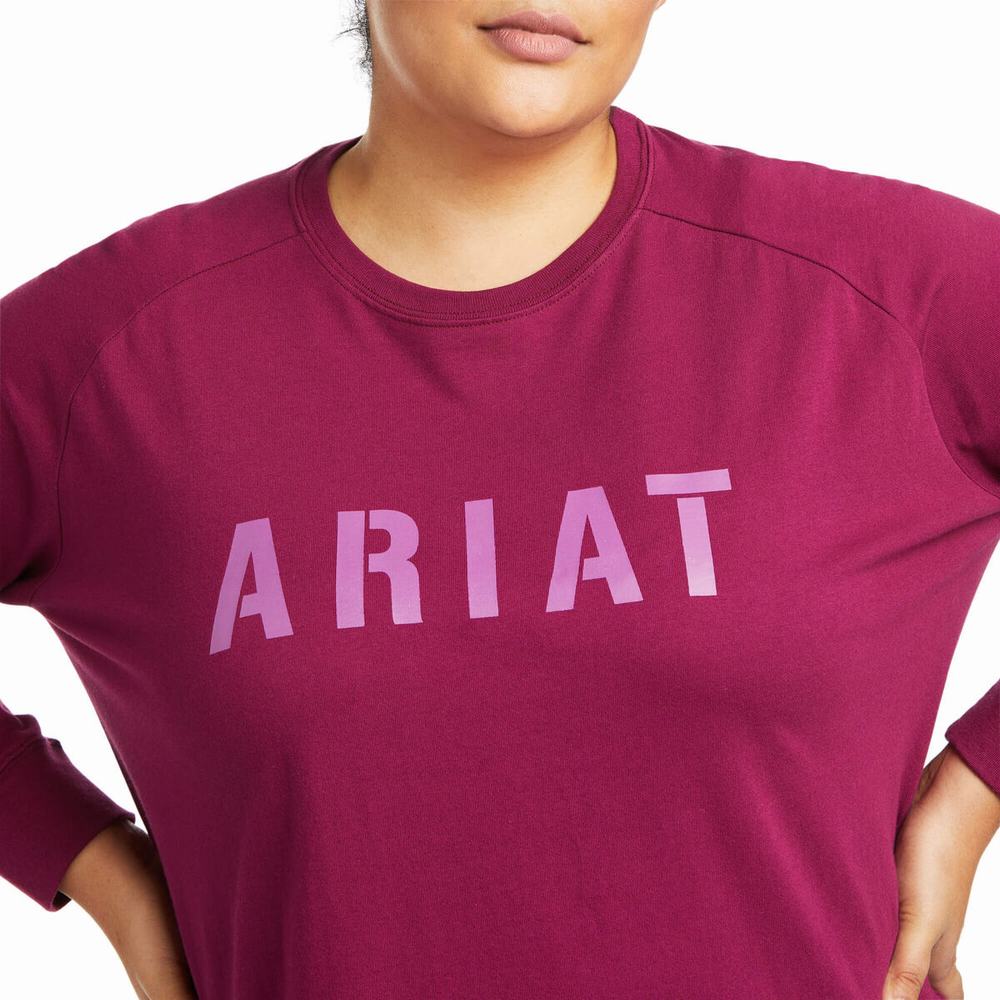 Ariat Rebar CottonStrong Block T-shirt Dam Lila | 340-WXRYUL