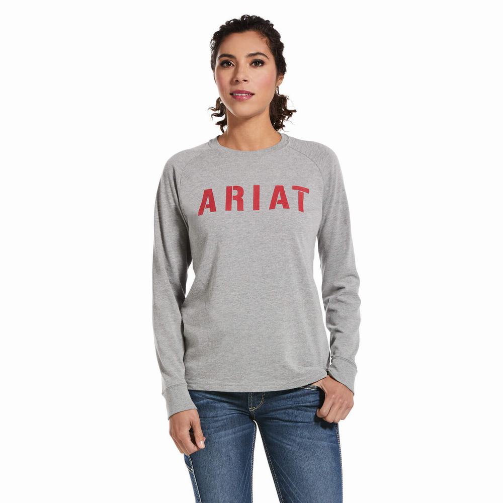 Ariat Rebar CottonStrong Block T-shirt Dam Grå | 679-WQLNKG