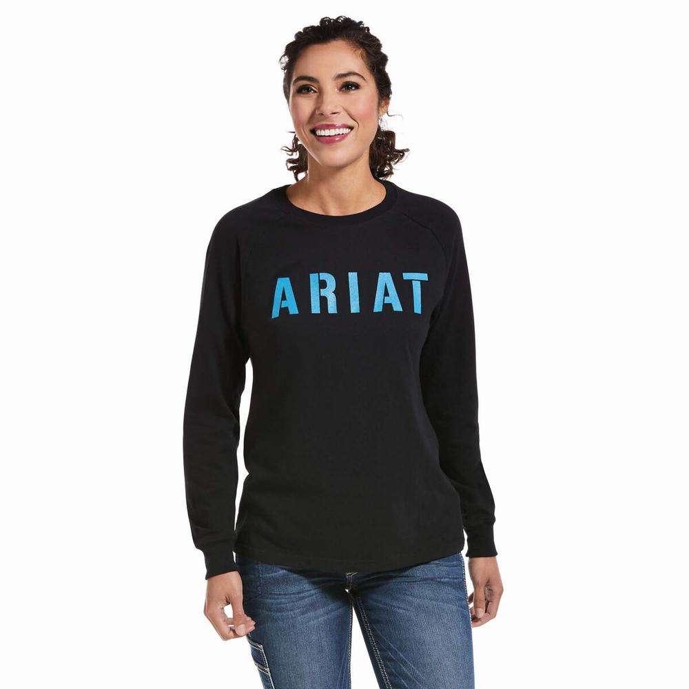 Ariat Rebar CottonStrong Block T-shirt Dam Svarta | 867-QCTRNX