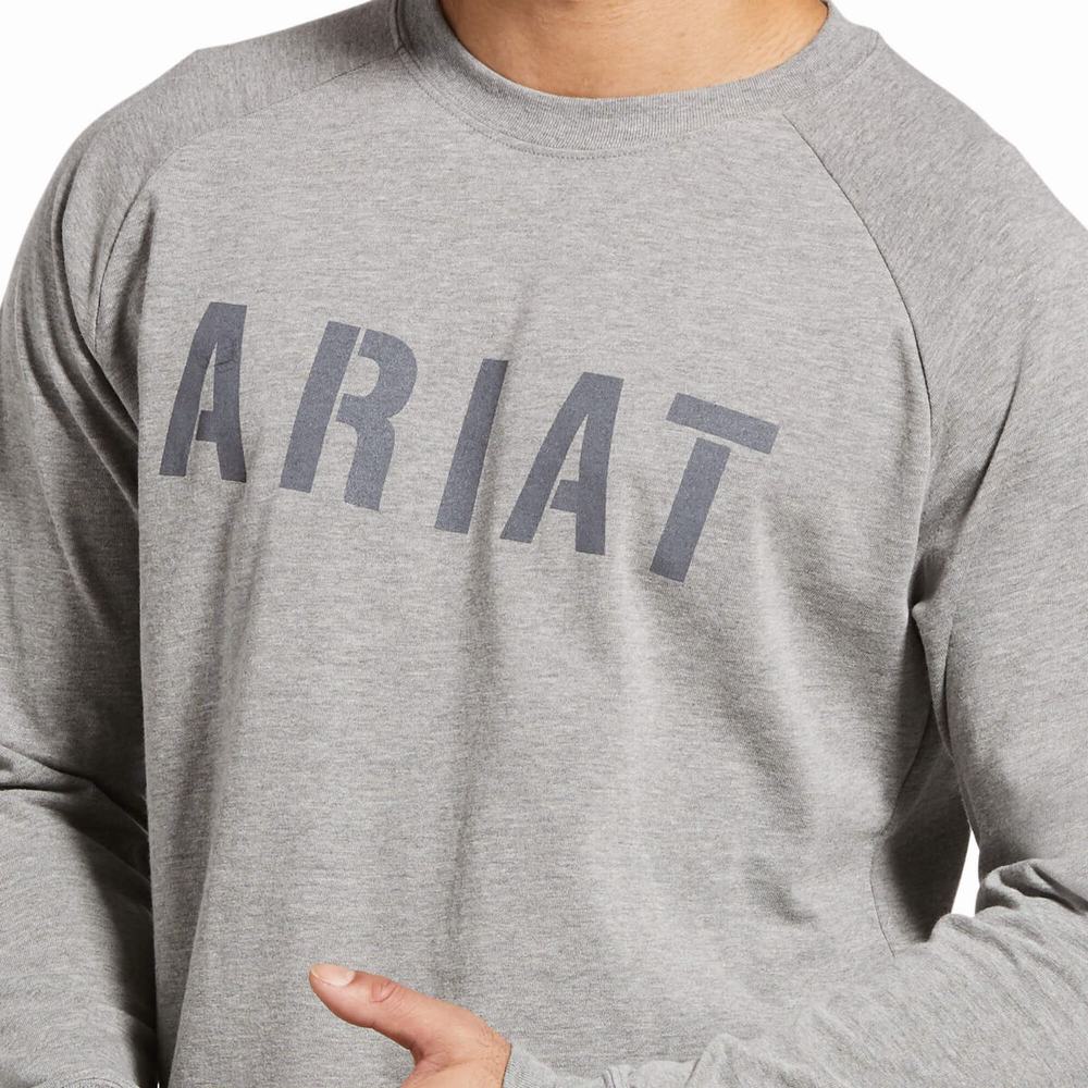 Ariat Rebar CottonStrong Block T-shirt Herr Grå | 073-ZHFYMK