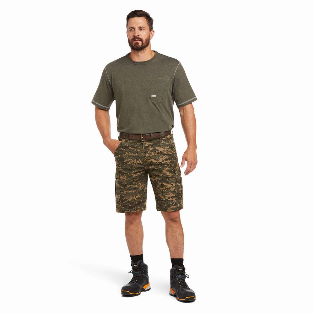 Ariat Rebar DuraStretch Made Tough Cargo Byxor Herr Olivgröna Camo | 056-DAZMKP